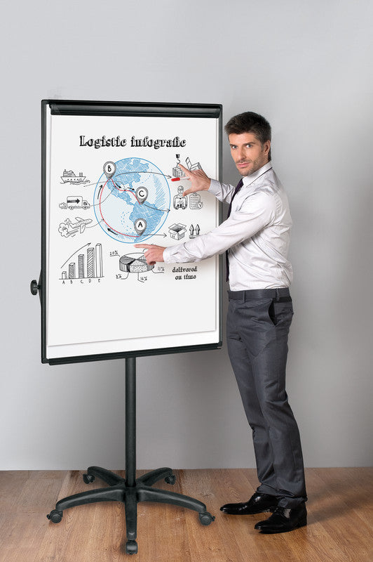 Q-CONNECT Mobiles Flipchart – 71 × 98 cm, weiss, Metall