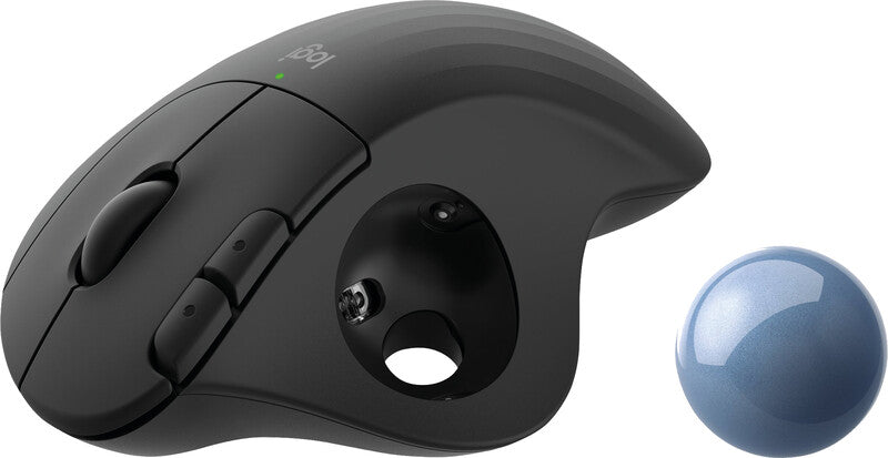 Logitech Ergo M575 Ergonomische Maus – kabellos, Bluetooth + 2,4 GHz, 4 Tasten, für Rechtshänder, schwarz