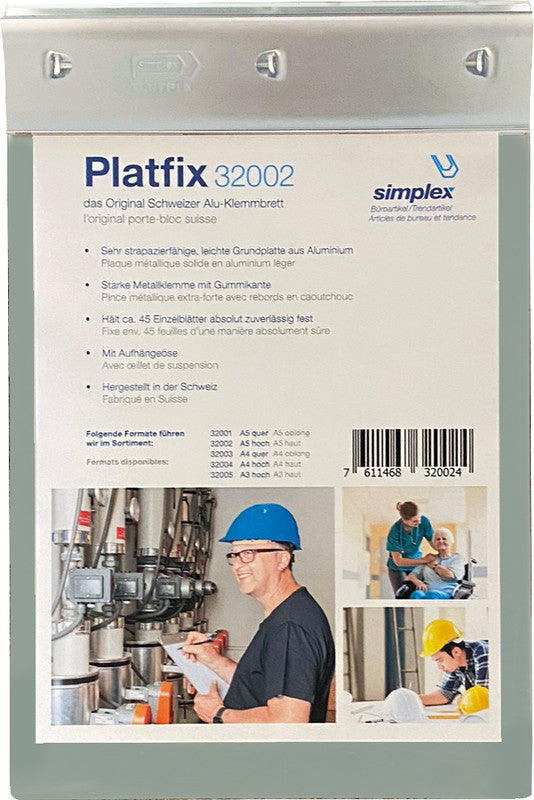 Simplex Platfix Klemmbrett A5 – Aluminium, silber