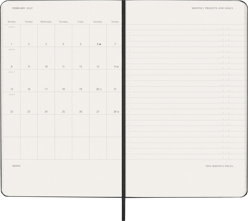 Moleskine Professioneller Kalender – 1 Woche/2 Seiten, gebunden, 13 × 21 cm, 2027, FSC