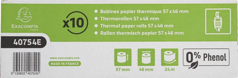Exacompta Thermorolle 57 mm × 24 m, Kern 12 mm – für Kreditkarten- und Registrierkassen