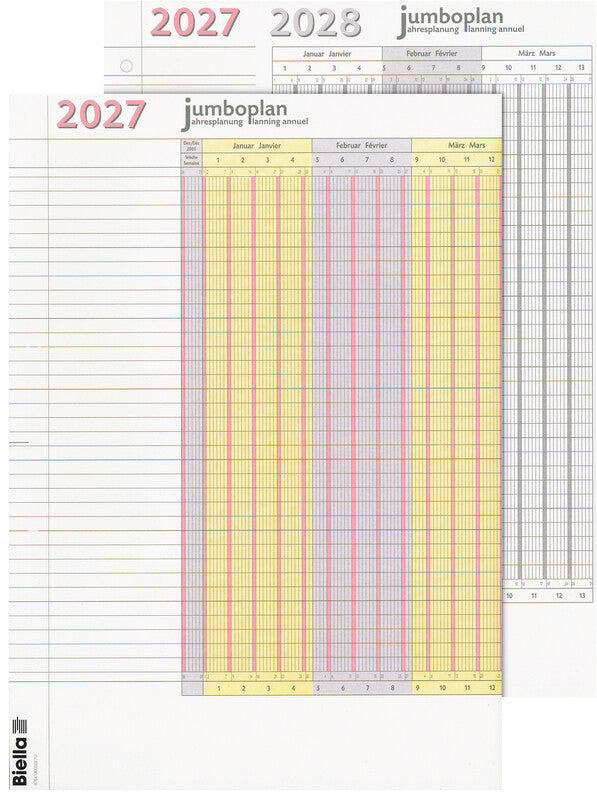 Biella Personal- & Ferienplaner – zweisprachig d/f – 2026 – 64,5 × 29,7 cm – 2er-Set