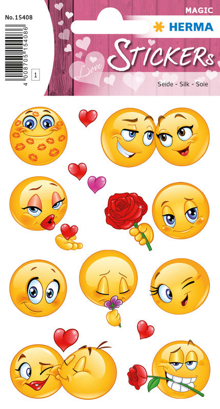 HERMA Schmucketiketten Love Faces – 9 Stück – permanent – mehrfarbig