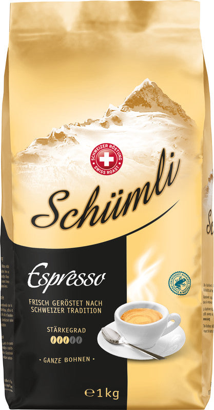 Schümli Espresso-Bohnenkaffee – 1 kg – Arabica – Röstgrad mittel – Intensität 3/5