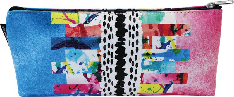 Makenotes Buntes Grunge Dreieckiges Etui, Leer – Kunstleder – 21 × 9 × 7 cm