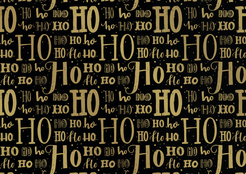Braun + company Geschenkpapier – X-mas Letters – seidenmetallisiert – 700 × 2000 mm – schwarz/gold