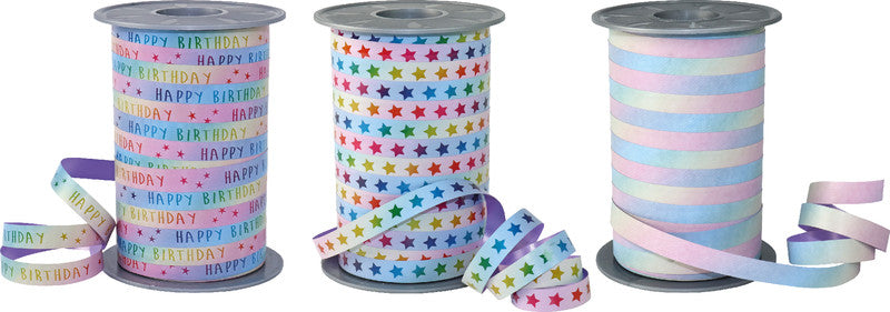 Präsent Geschenkband Rainbow Pastell – 10 mm × 200 m, Kunststoff, mehrfarbig