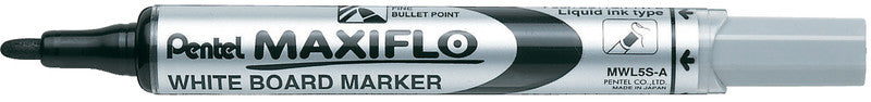 Pentel Whiteboard-Marker Maxiflo MWL5S – Konische Spitze 4 mm – Schwarz – Trocken abwischbar