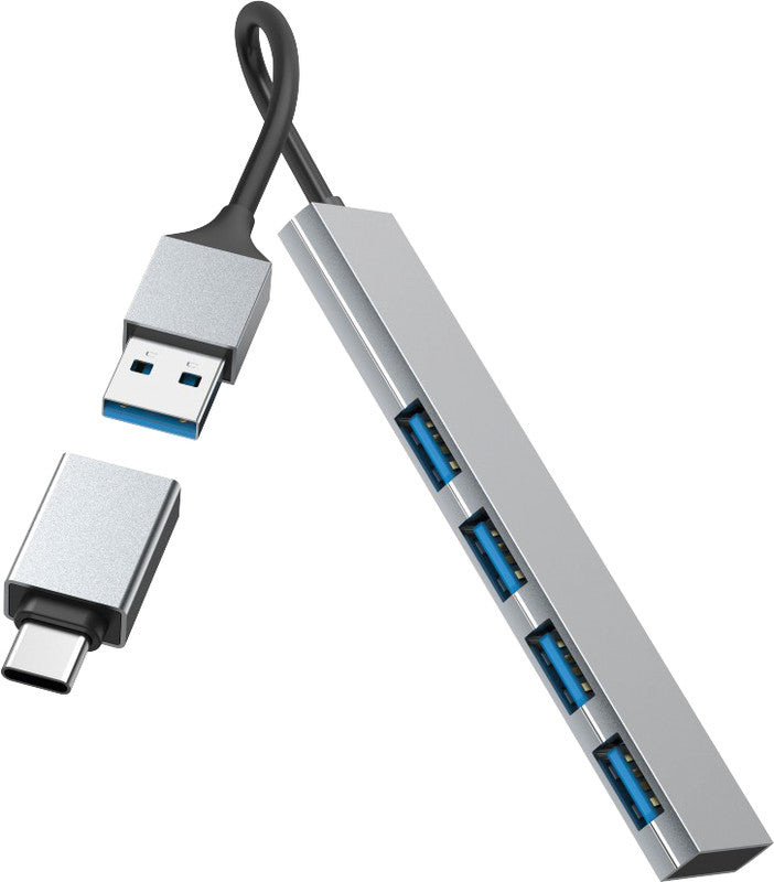 Hama USB-Hub – 4 Ports (USB-A), grau