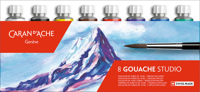 Caran d-Ache Caran d'Ache – Gouache – Set – 8 Farben, 8 × 10 ml, inkl. Pinsel