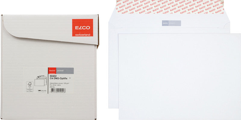 Elco Couvert C4, ohne Fenster, selbstklebend, weiss, 120 g/m² – 250 Stk.
