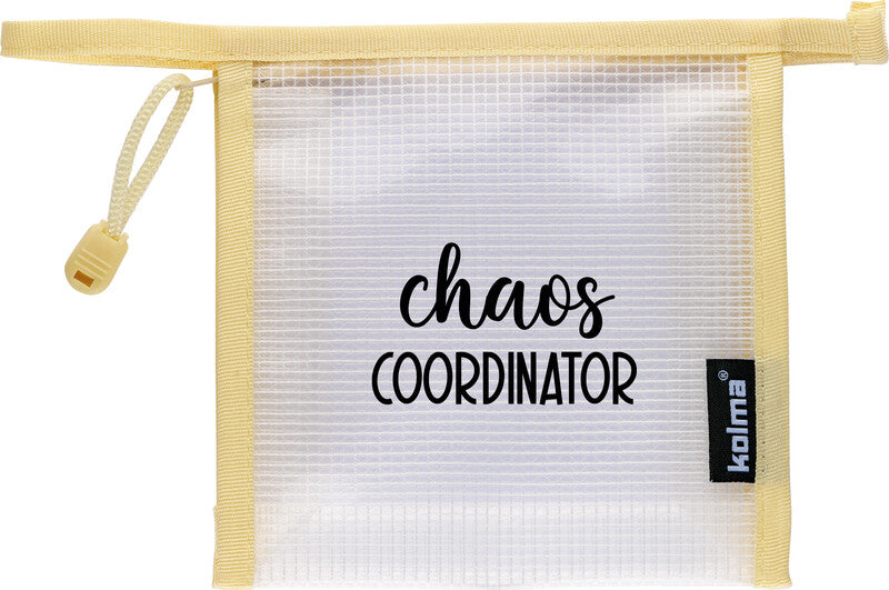 Kolma Reissverschlusstasche, Chaos Coordinator, creme, Netz, 15 × 15 × 5,5 cm