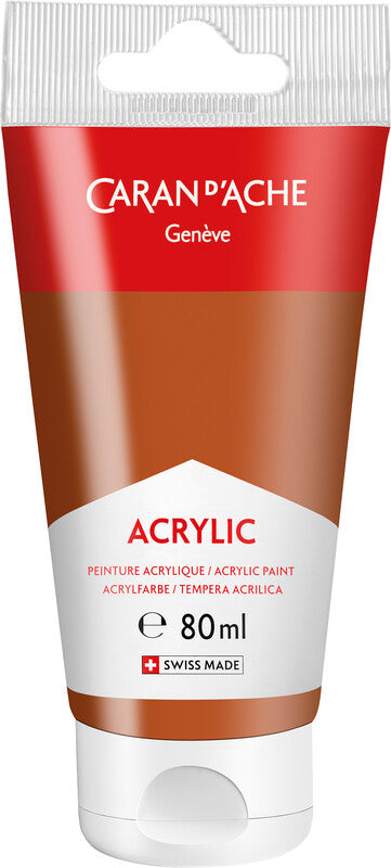 Caran d-Ache Caran d'Ache Acrylfarbe – Siena gebrannt, Tube, 80 ml – für Leinwand, Papier, Holz