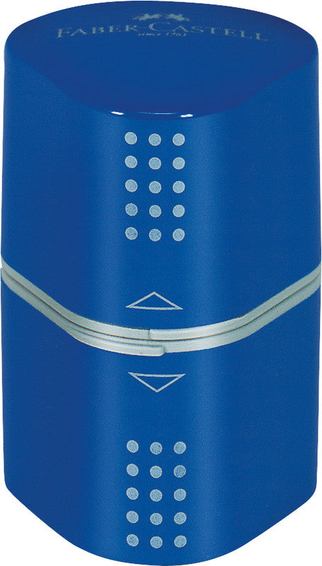 Faber-Castell Spitzer – manuell, 2-Loch, mit Behälter, für Blei- & Buntstifte Ø 8 & 10 mm, Kunststoff