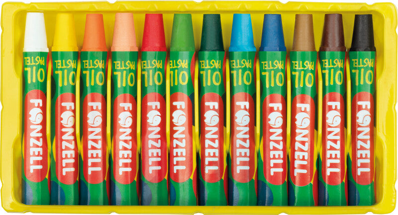 Fonzell Ölpastelle – Set – 12 Farben, für Papier, Karton & Holz
