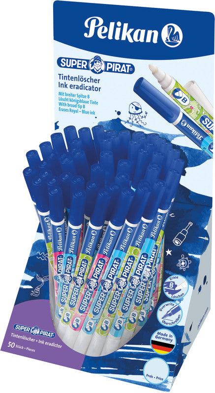 Pelikan Tintenlöscher Super Pirat – breit – blau – Display 50 Stk.