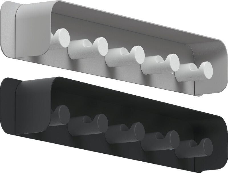 Durable Wandgarderobe 5 Haken – Aluminium – schwarz – 500 × 59 × 42 mm