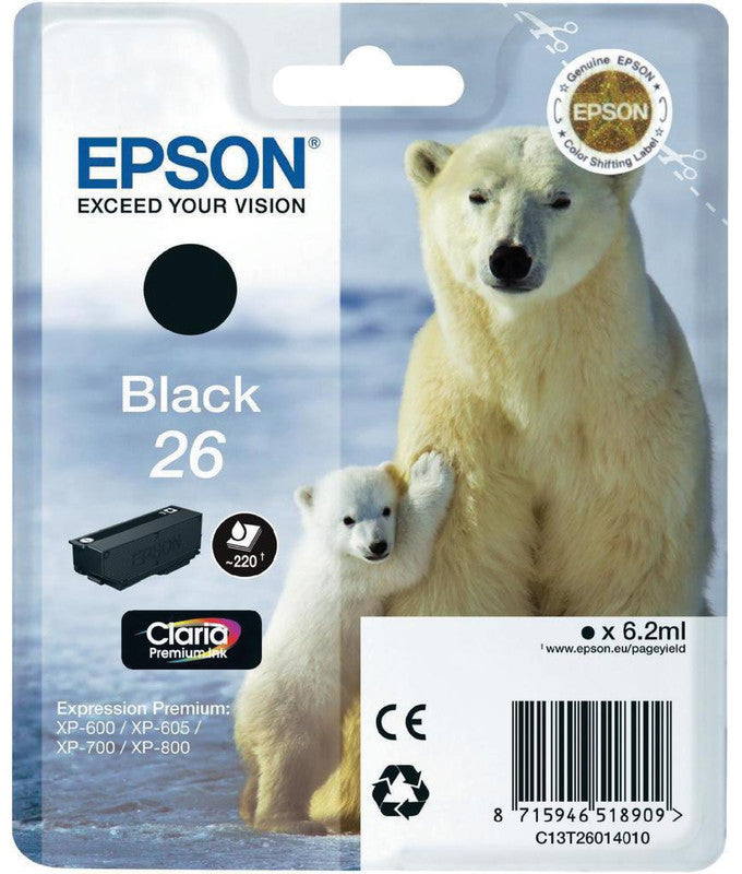Epson Tintenpatrone T260140, Schwarz, 220 Seiten – für Tintenstrahldrucker/Multifunktionsgeräte