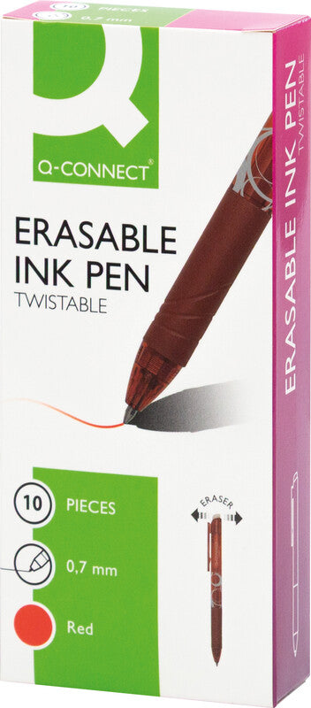 Q-CONNECT Radierbare Tinte – Tintenroller, radierbar, Druckmechanik, 0,7 mm, rot