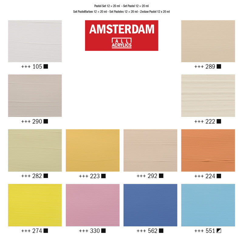 Royal Talens Amsterdam – Acryl Standard – Acrylfarbe – Set – 12 Farben, sortiert, 12 × 20 ml