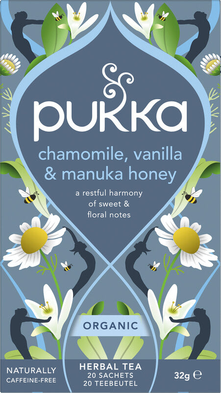 Pukka Teebeutel – Kamille, Vanille & Manuka Honig – Kräutertee, Bio, kompostierbar – 20 Beutel