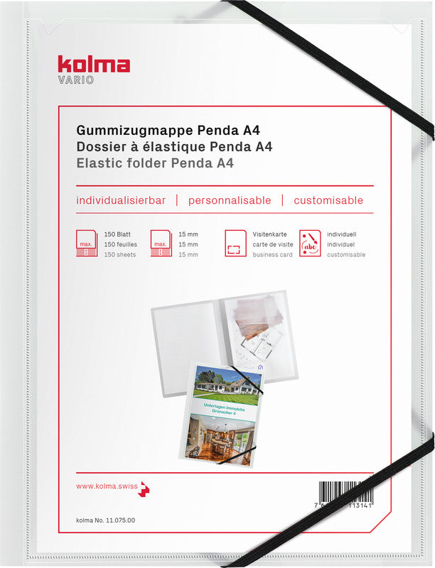 Kolma Sammelmappe, für A4, Kunststoff, farblos, mit Gummizug