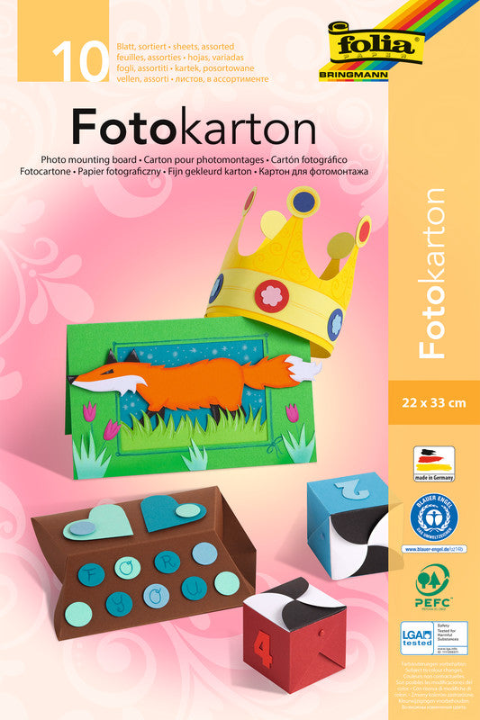 Folia Fotokarton – 220 × 330 mm – 300 g/m² – sortiert – 10 Blatt