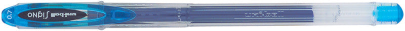 Uni-Ball Signo Gelschreiber – Hellblau, 0,4 mm, schnelltrocknend, für dunkles Papier, Kappe