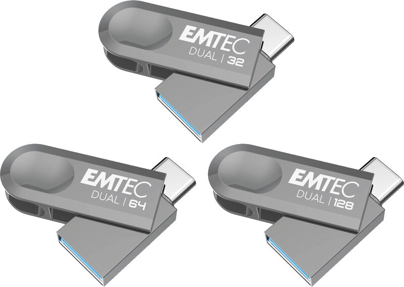 Emtec D280 Dual USB-Stick – 32 GB, USB 3.2, Gehäuse aus 100% recyceltem Kunststoff