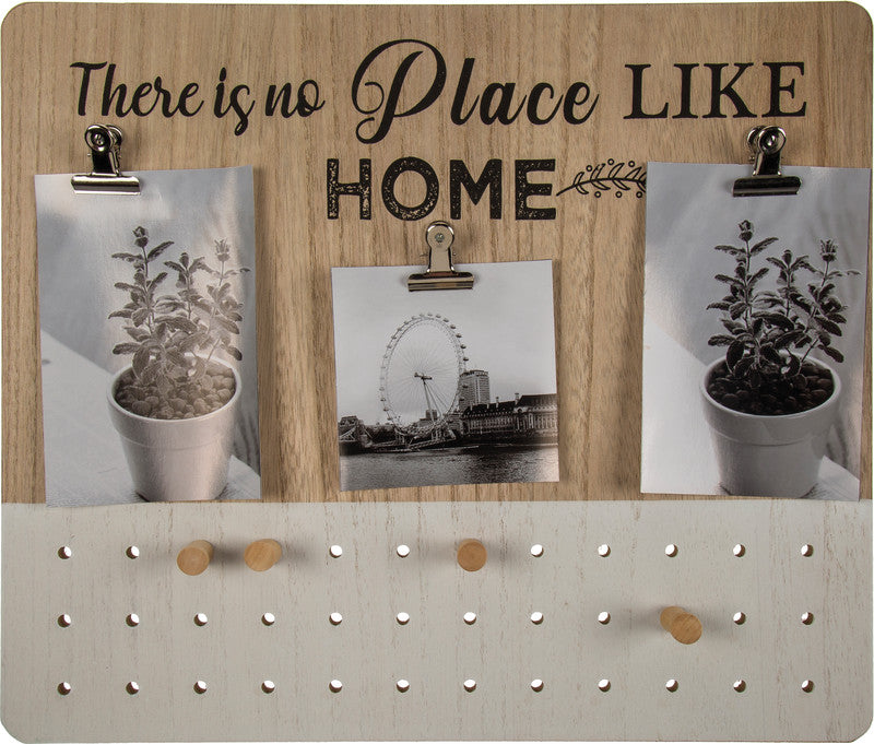 Out oft the blue Out of the Blue Steckbrett There is no place like home, mehrfarbig, Holz, 41 × 35 × 4 cm, 3 Clips für Fotos