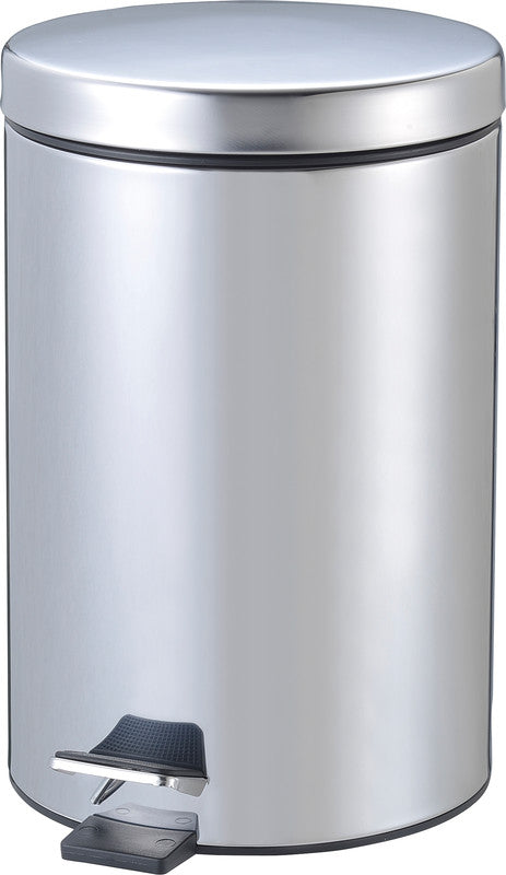 Zwingo Tretabfallbehälter – 5 l, mit Deckel, Edelstahl – Ø 210 × H 280 mm