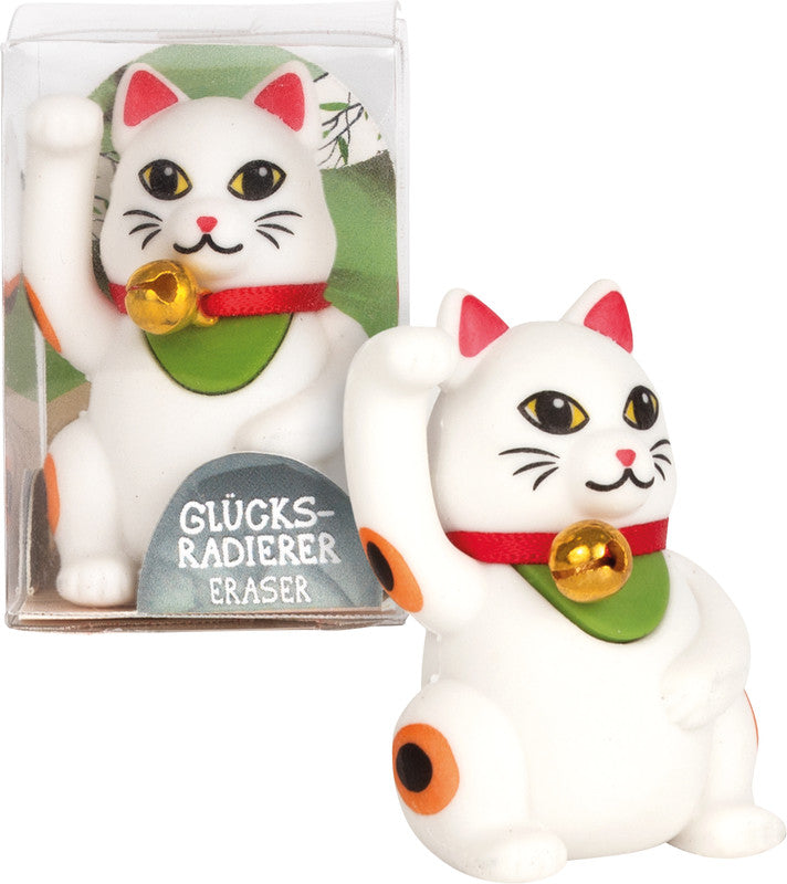 Trendhaus Radierer Lucky Cat – für Bleistifte – 27 × 41 × 25 mm – Kunststoff – mehrfarbig