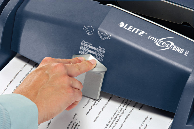 Leitz impressBIND 280 Buchbindegerät – bis 280 Blatt, manuell, Buchbindemappenselektor