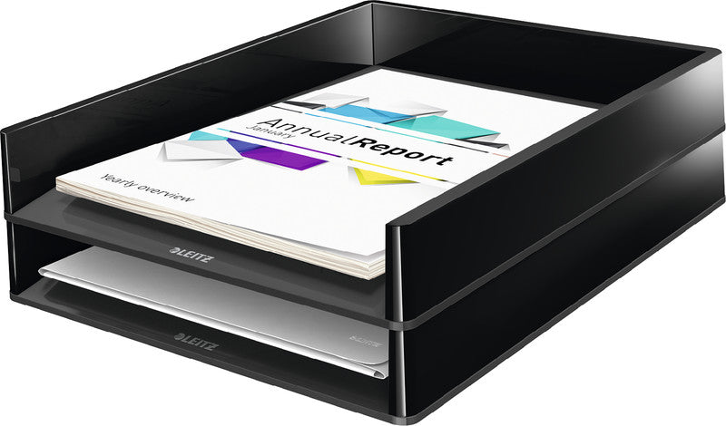 Leitz Briefkorb – mit Griffausschnitt, mit Beschriftungsfeld, glänzend, schwarz, B 267 × H 49 × T 336 mm