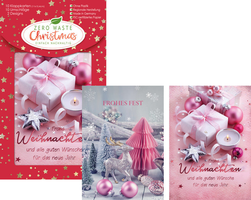 Kurt eulzer Weihnachtsgrusskarte – 110 × 154 mm – mit Umschlägen, Text DE, Karton, 10er Pack