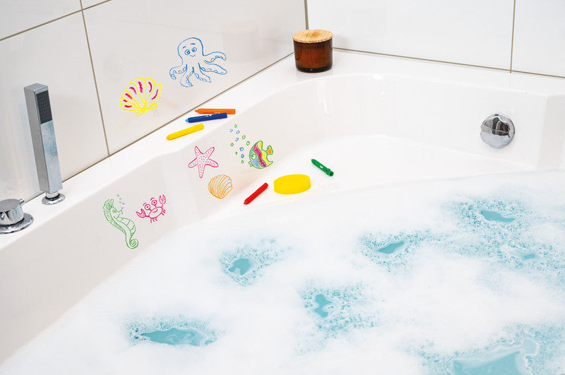 Eberhard Faber Badkreiden – Set – 10 Farben, inkl. 5 Schablonen, für Glas, Spiegel & Badewanne