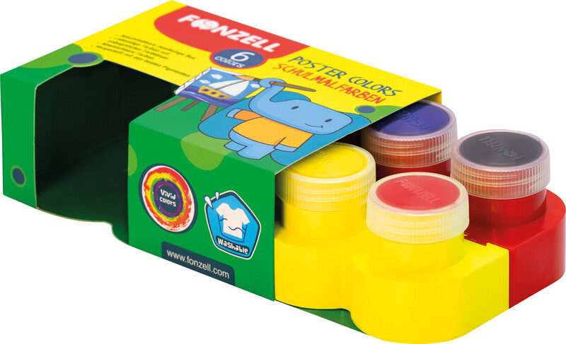 Fonzell Deckfarbkasten – 6 Farben, sortiert