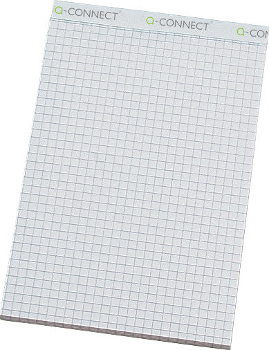 Q-connect Notizblock A6, kariert 4 mm, Klammerheftung, 100 Blatt, perforiert, 65 g/m² – weiss