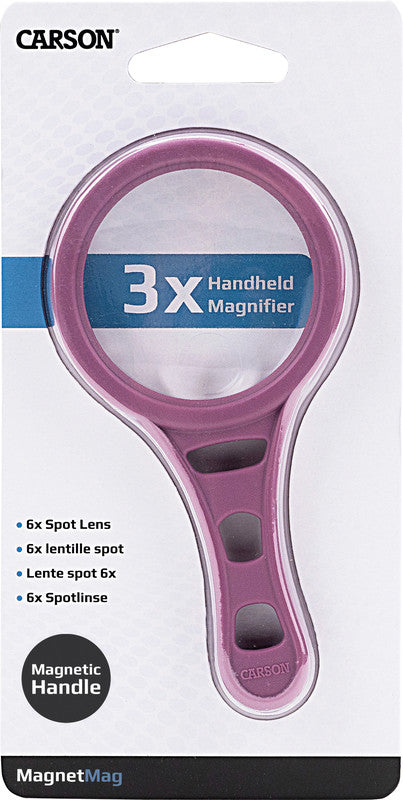 Carson MagnetMag – Handlupe – 3× (Spot 6×) – Magnetischer Griff, Grau