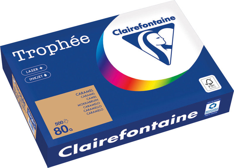 Clairefontaine Kopierpapier – A4, 80 g/m², camel – für Inkjet/Laser/Kopierer – FSC, EU Ecolabel – 500 Blatt