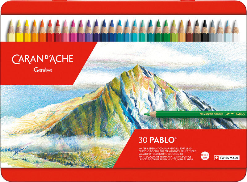 Caran d-Ache Caran d'Ache Buntstifte Pablo – 30 Farben, im Metalletui, Ø 3,8 mm, FSC