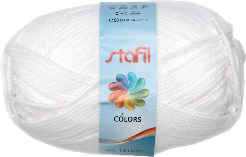 Stafil Schulwolle, Acryl, weiss, für Stricknadeln Ø 3–3,5 mm und Häkelnadeln Ø 2,5–3 mm