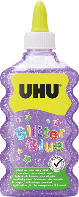 UHU Glitzerkleber – lila – 177 ml – auswaschbar, lösungsmittelfrei – zum Basteln