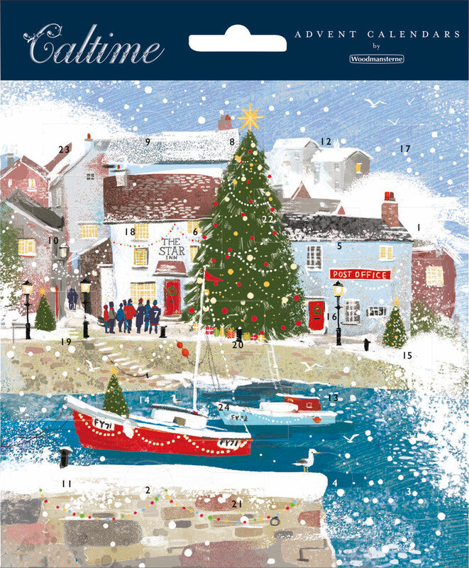 Caltime Adventskalender Hafen im Winter, Karton, sortiert, 16 × 16 cm – eco:plus