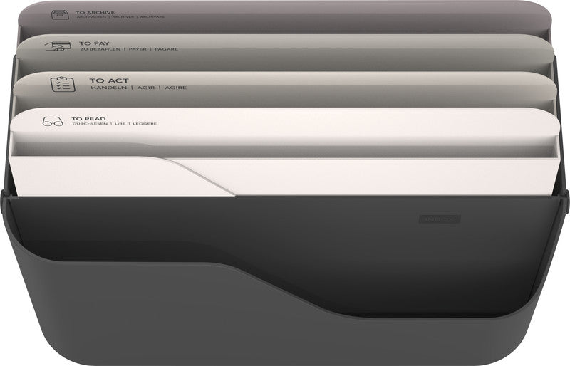 Rotho Briefkorb – Kunststoff, für A4, schwarz, B 356 × H 160 × T 295 mm