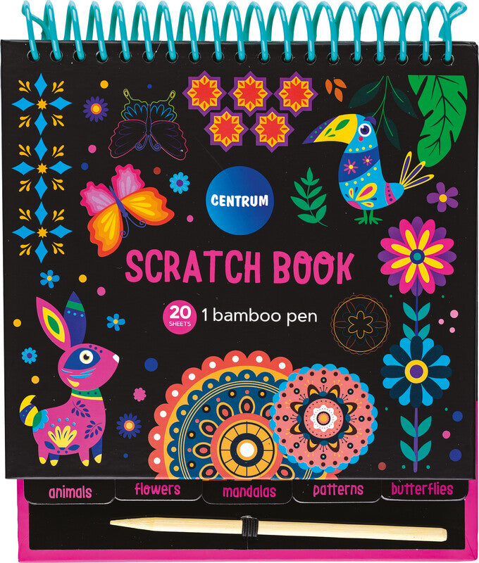 Centrum Bastelset Kratzbilder – Tiere, Mandalas, Schmetterlinge – 16,9 × 20,4 cm – 20 Kratzseiten