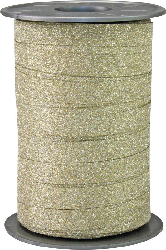 Präsent Geschenkband – Poly Glitter, Gold – 10 mm × 100 m – Kunststoff