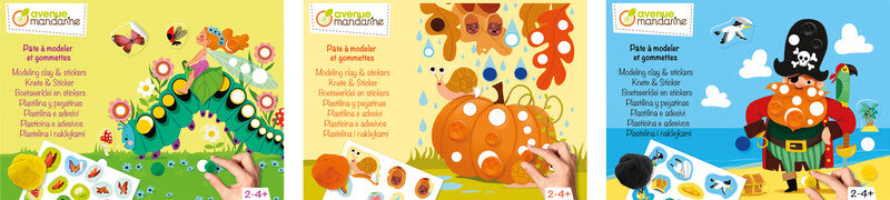 My Mandarine – Modellierset Piraten – 2–4 Jahre – 4 Blöcke, 3 Tafeln, Stickerbogen A5 – 230 × 160 × 40 mm