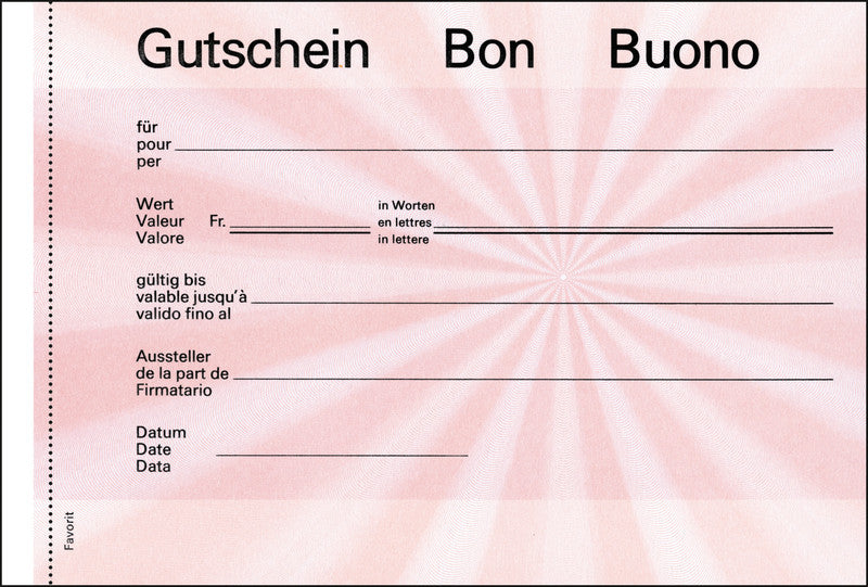 Favorit Formularblock – Geschenk-Gutscheine, mehrsprachig, 25 Blatt, A6