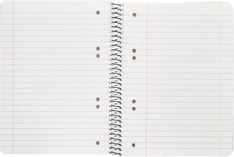 Q-connect Collegeblock, liniert, Spiralbindung, Karton, 80 Blatt, 6-fach gelocht, perforiert, 70 g/m² – grau